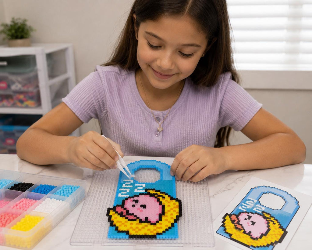 Kirby-Inspired Perler Bead Door Hanger