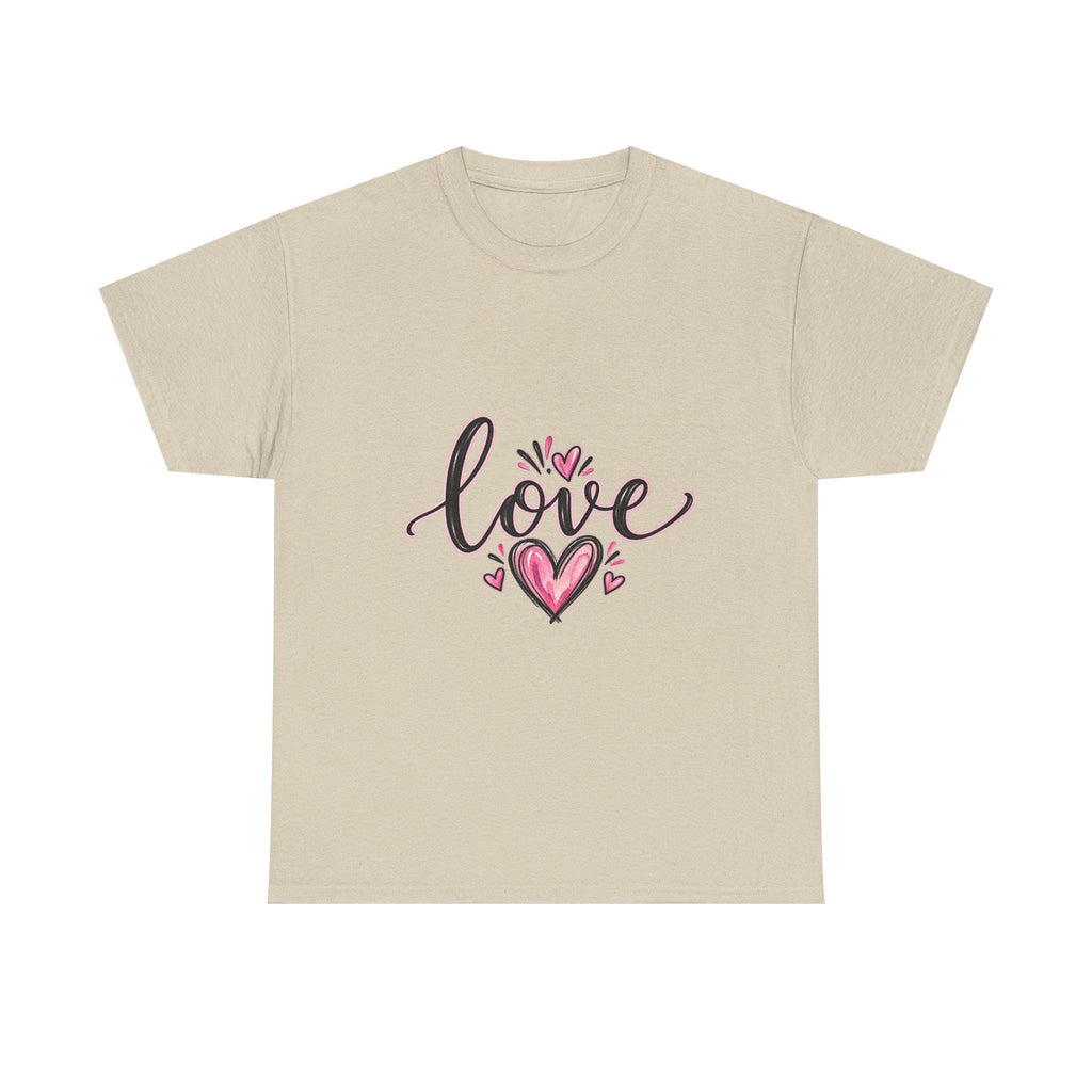 Love Handlettered Heart T-Shirt | Pink Heart Script Tee
