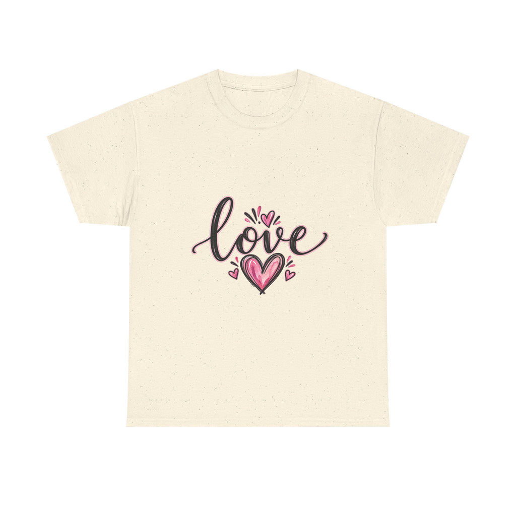 Love Handlettered Heart T-Shirt | Pink Heart Script Tee