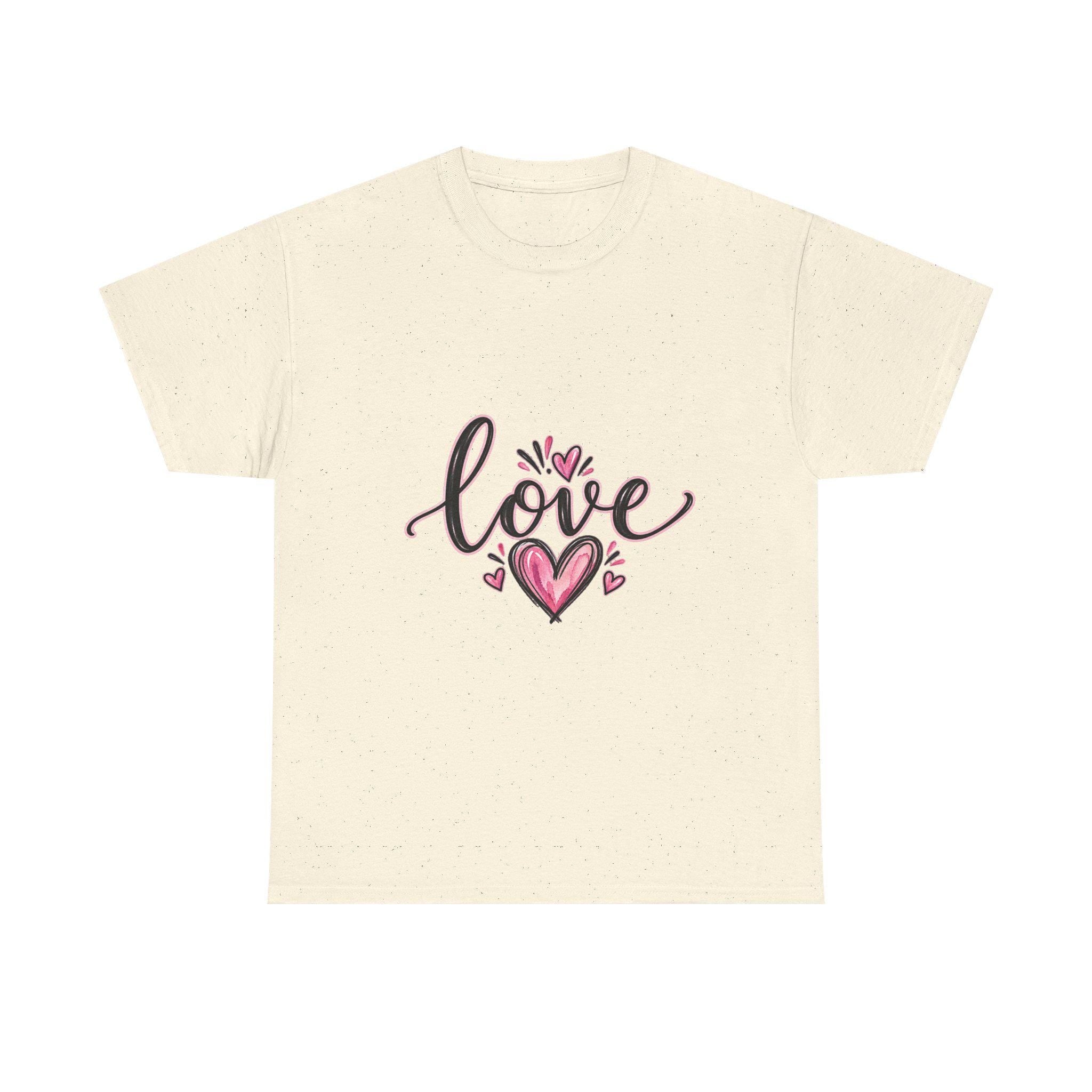 Love Handlettered Heart T-Shirt | Pink Heart Script Tee