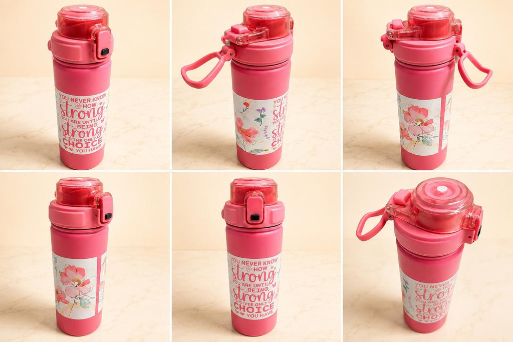 Pink Floral Inspirational Water Bottle