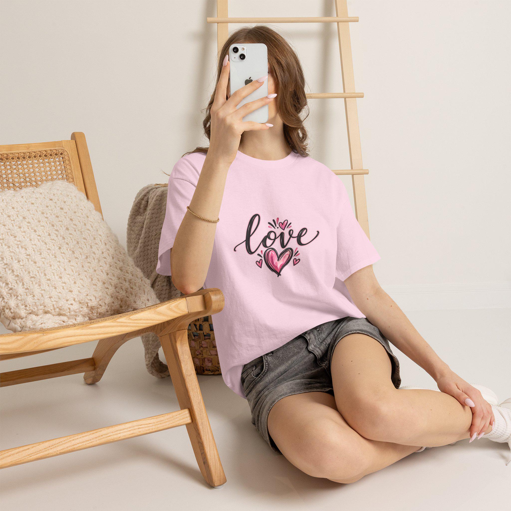 Love Handlettered Heart T-Shirt | Pink Heart Script Tee
