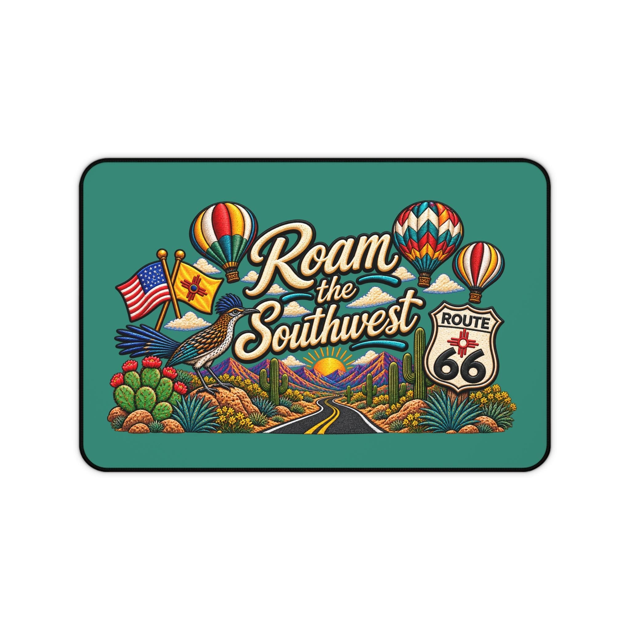 Roam the Southwest Desk Mat | Route 66 Desert Hot Air Balloons