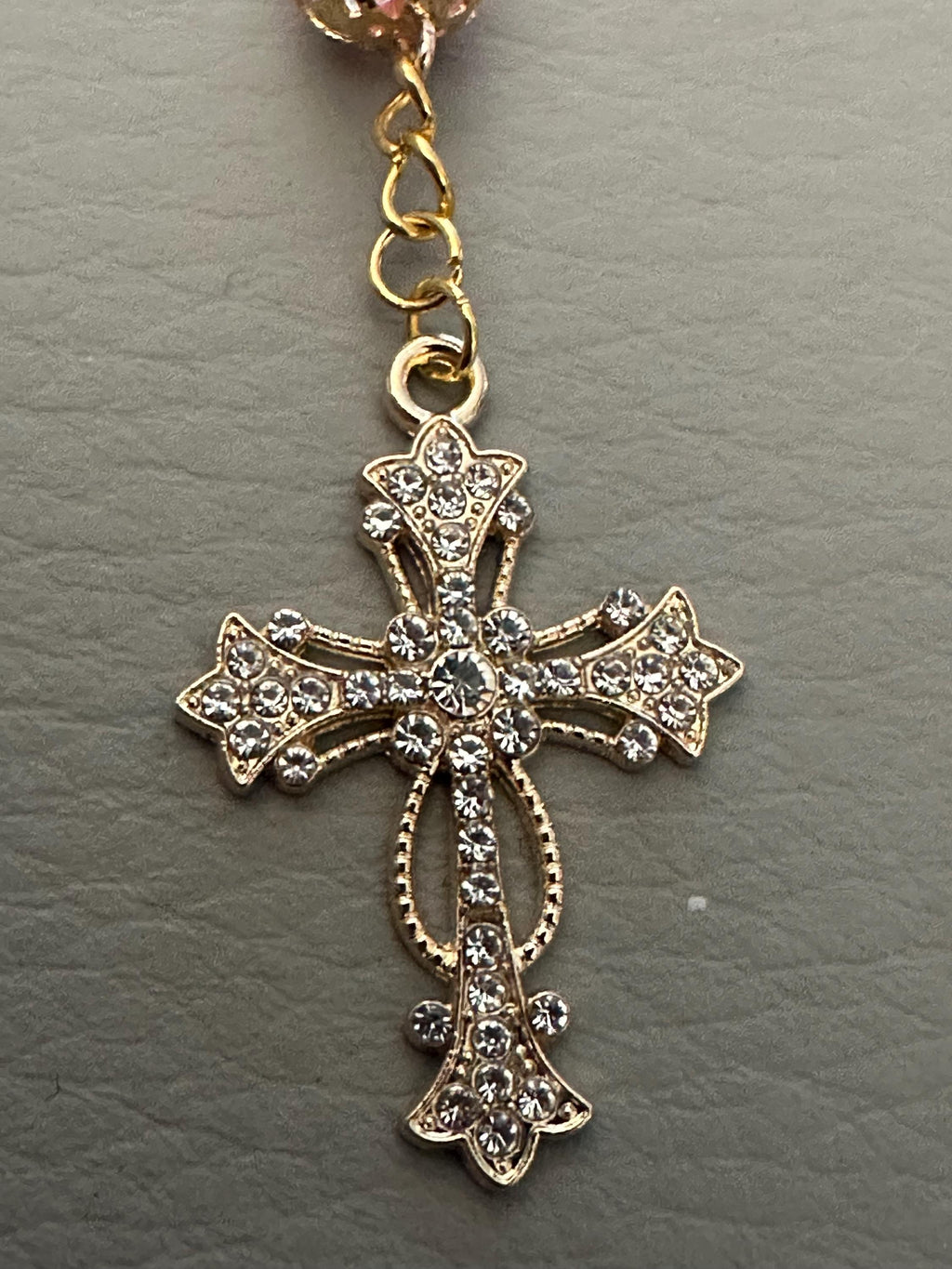 Pink Crystal Catholic Rosary Bracelet
