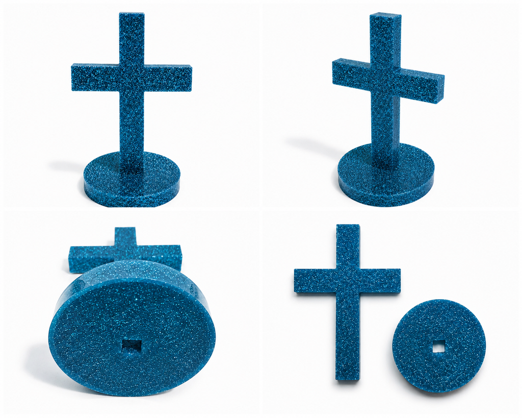 Teal Blue Glitter Handmade Resin Cross