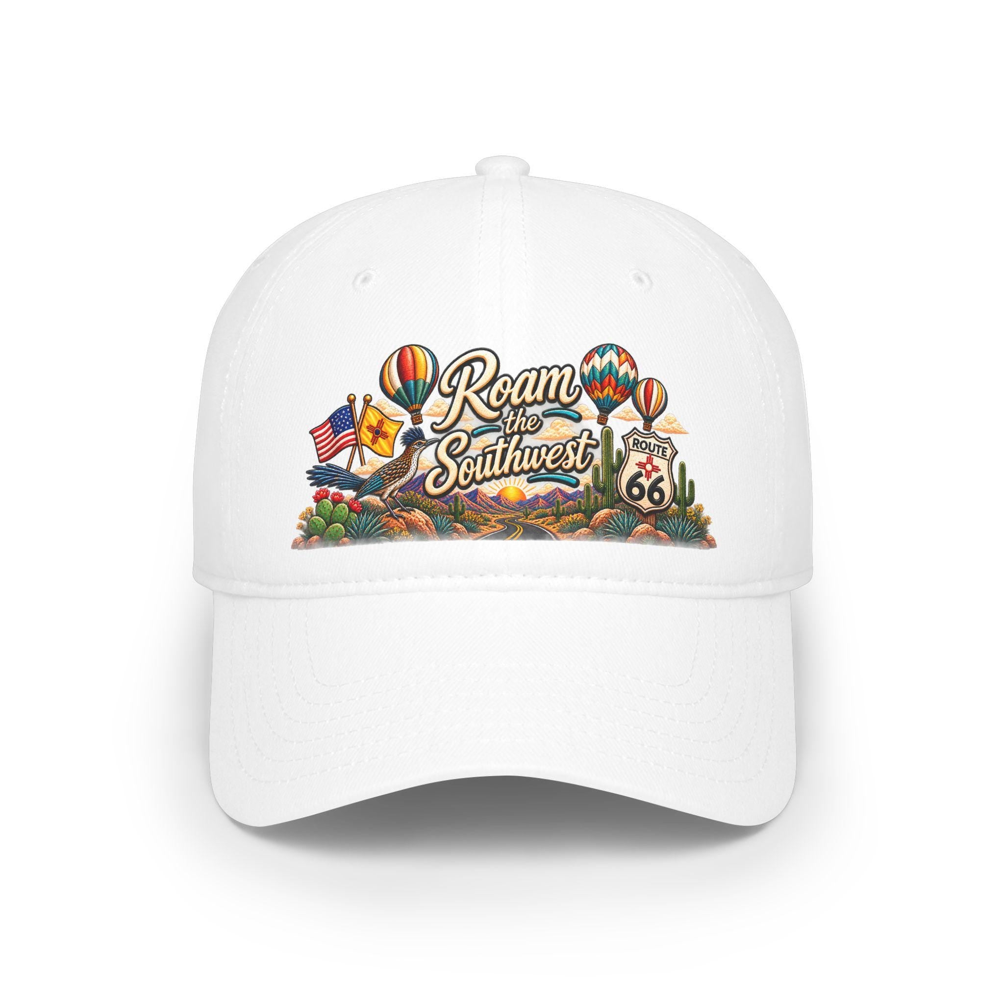 Roam the Southwest Baseball Cap | Route 66 hot air balloons desert design