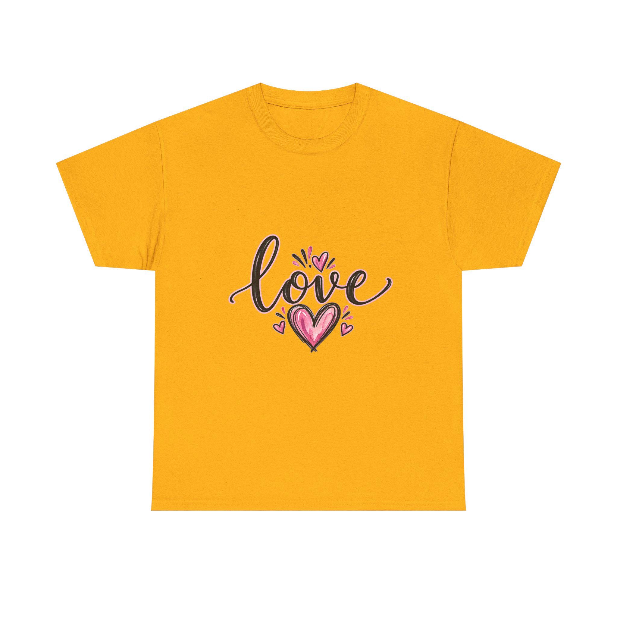 Love Handlettered Heart T-Shirt | Pink Heart Script Tee