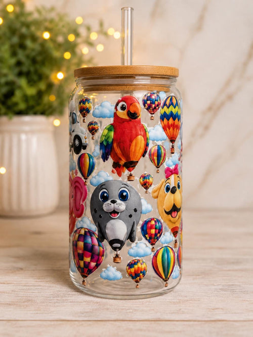 ABQ Balloon Cup – Colorful Hot Air Balloon Glass Tumbler