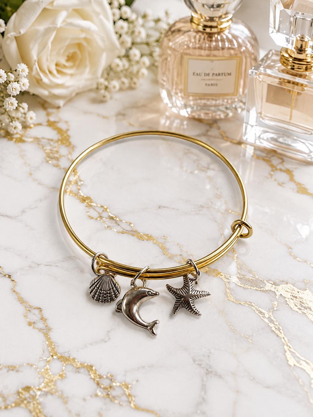 Bangle Bracelet With Charms