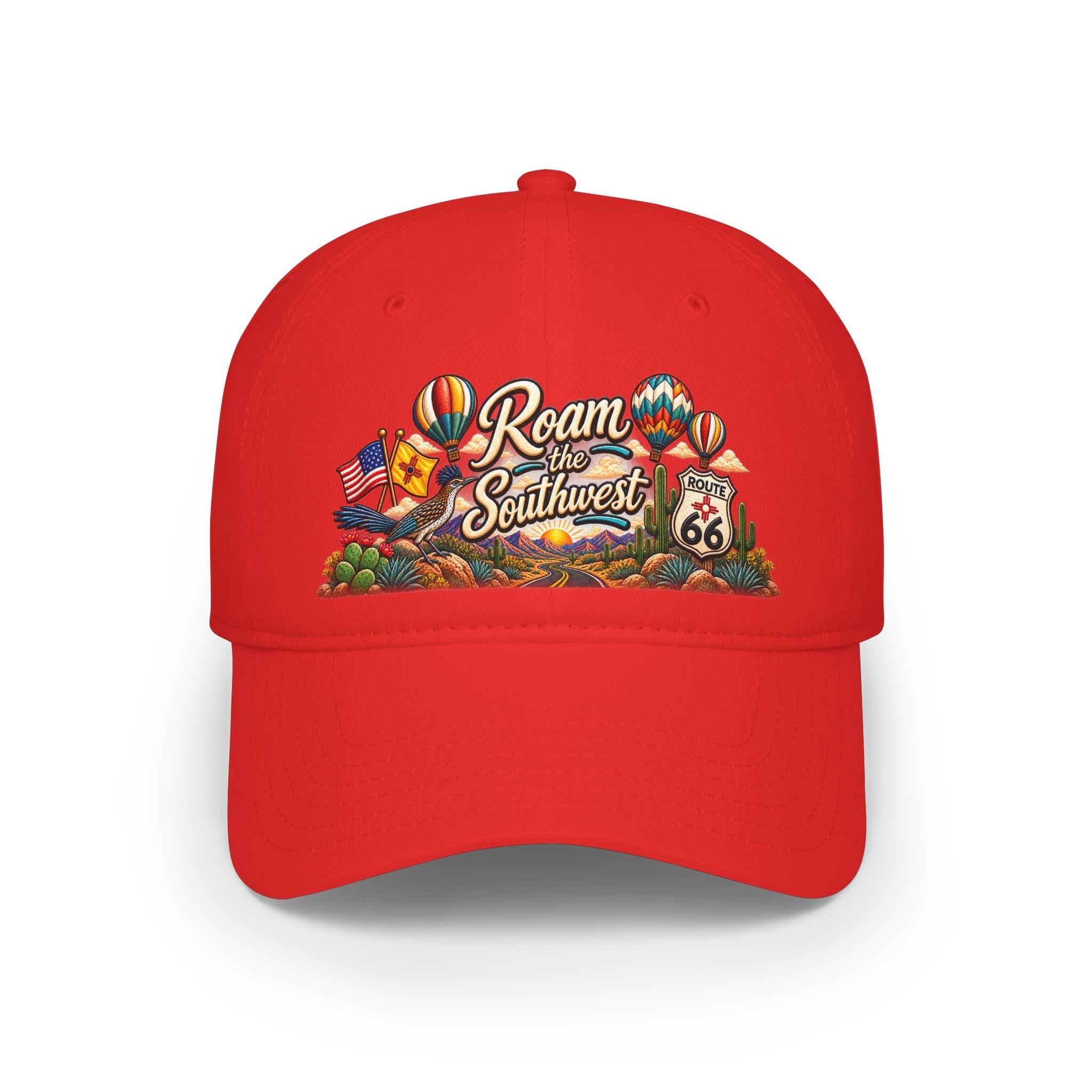 Roam the Southwest Baseball Cap | Route 66 hot air balloons desert design