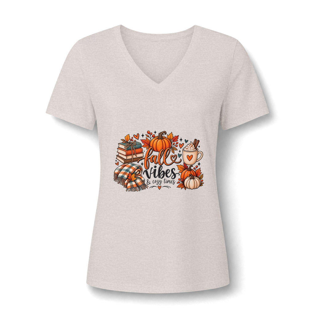 Fall Vibes Pumpkin Stack Tee | V-Neck Tee