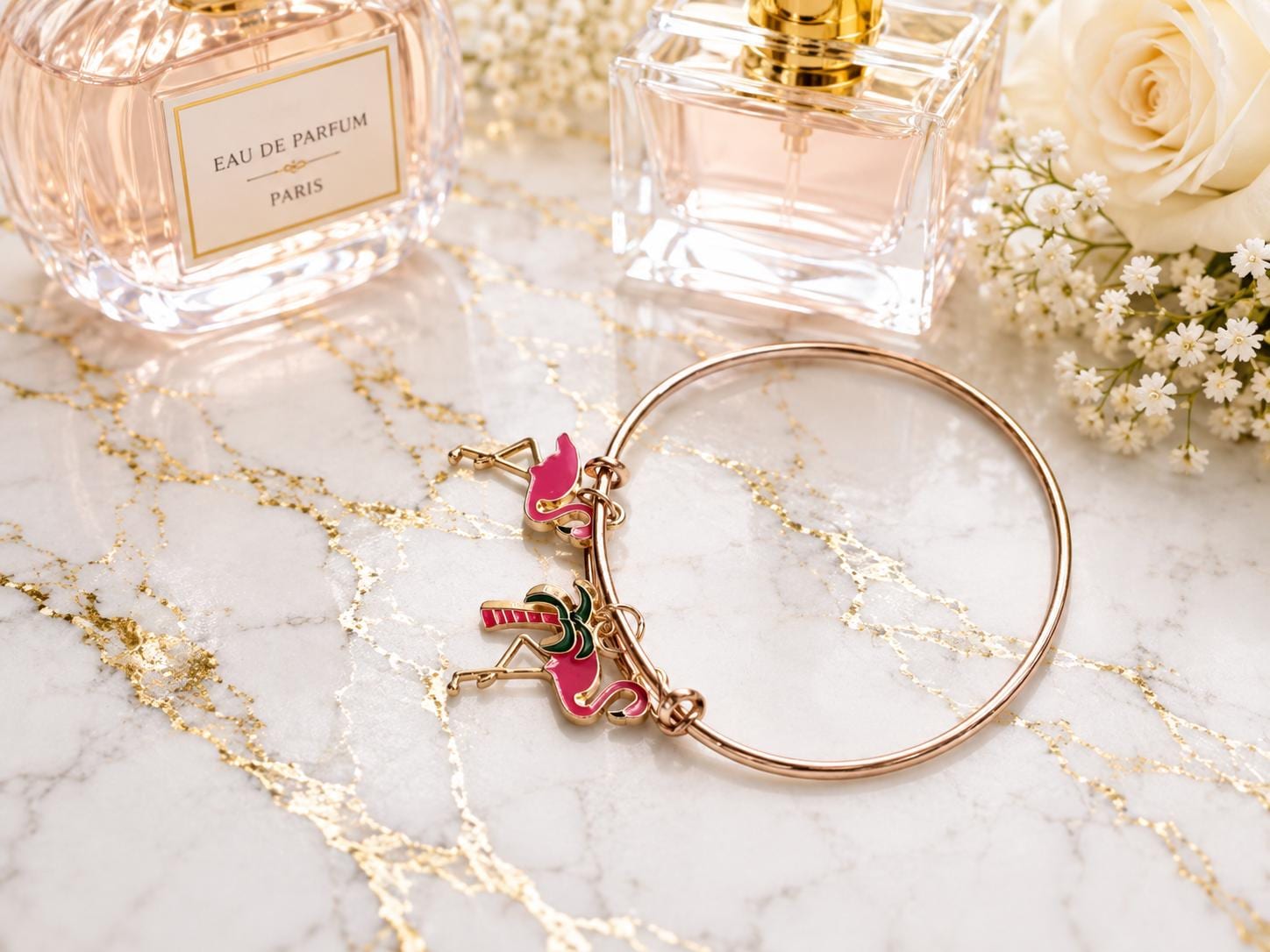 Bangle Bracelet with Charms