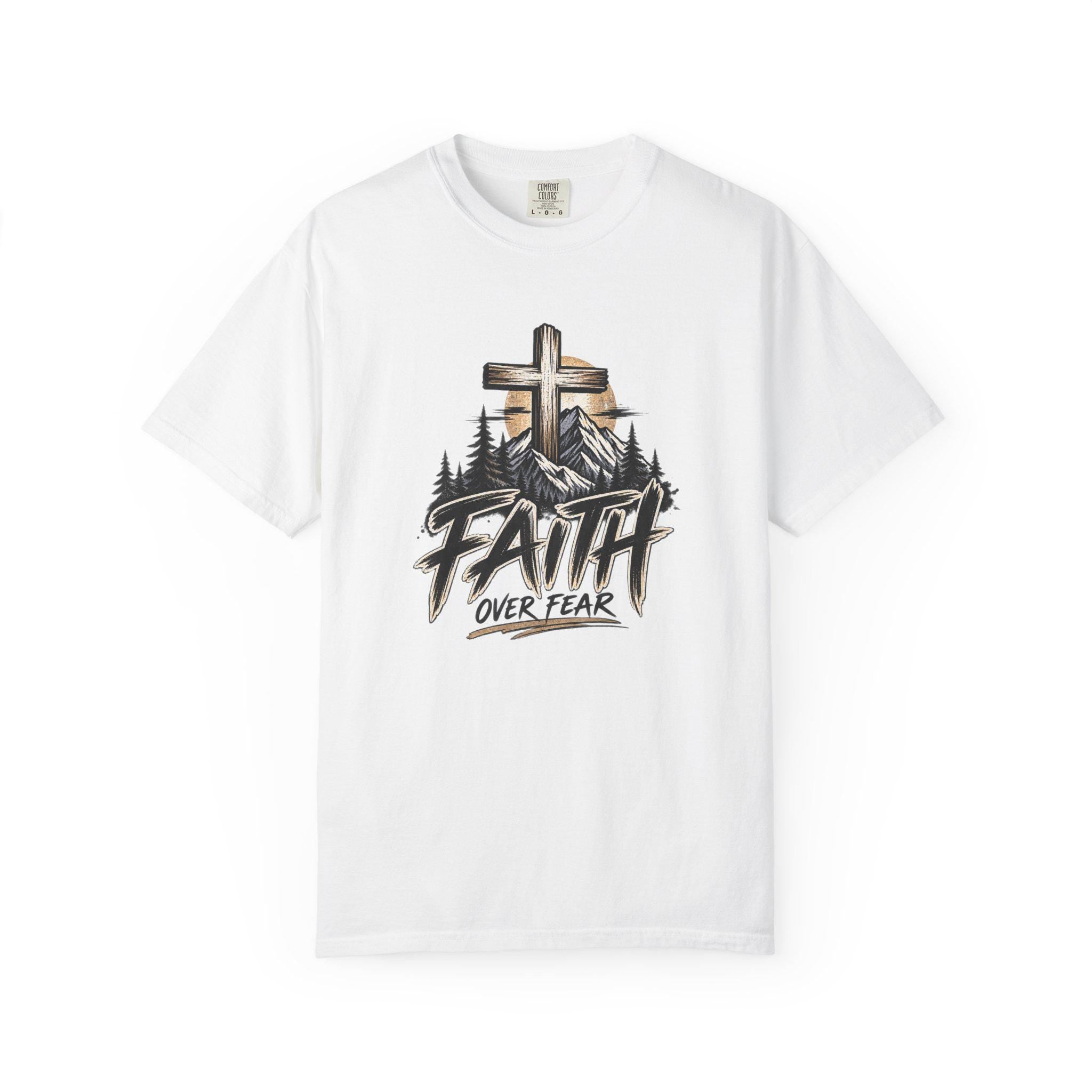 Walk By Faith cross landscape T-shirt | Christian faith scripture design