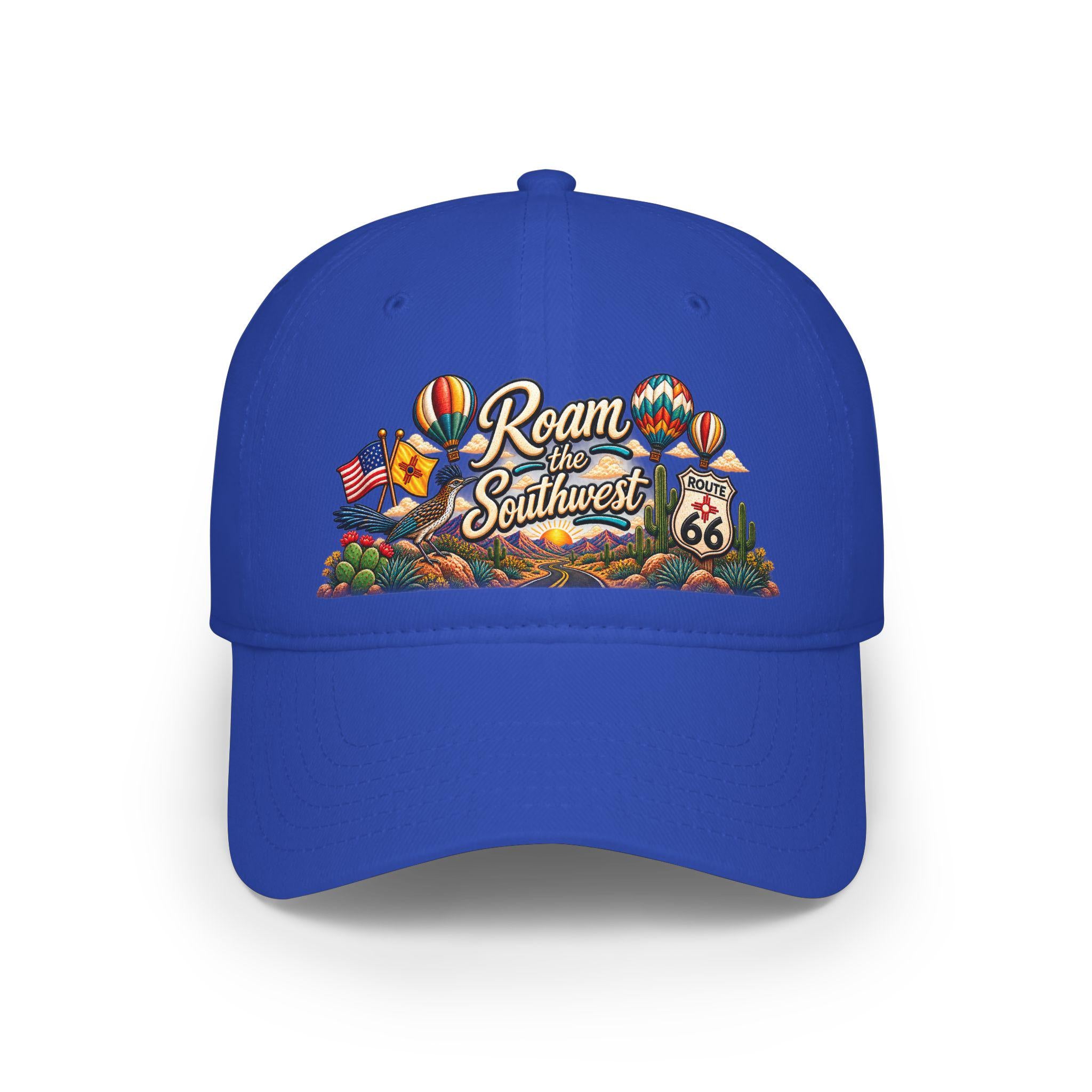 Roam the Southwest Baseball Cap | Route 66 hot air balloons desert design