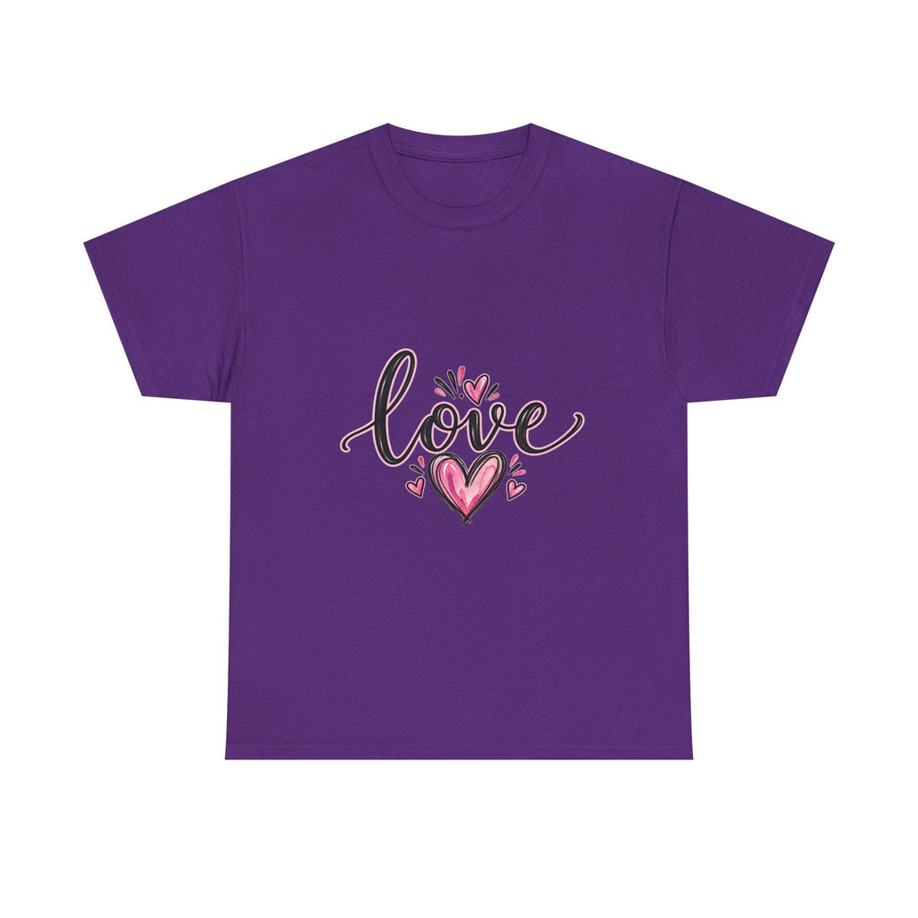 Love Handlettered Heart T-Shirt | Pink Heart Script Tee