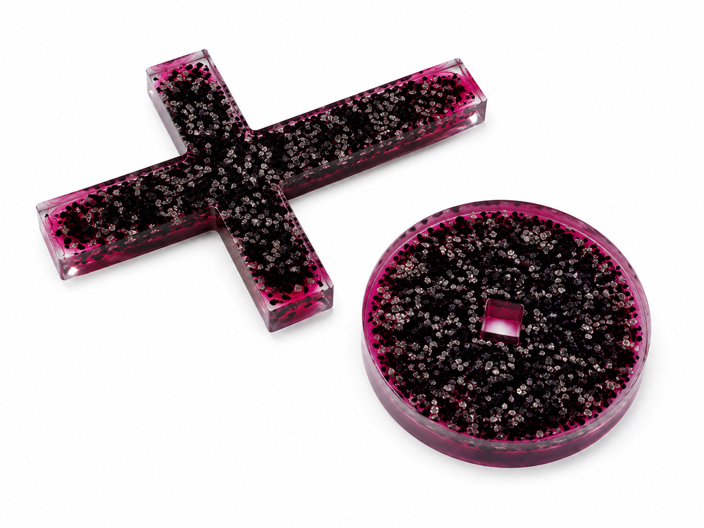 Magenta/Black Rock Handmade Resin Cross
