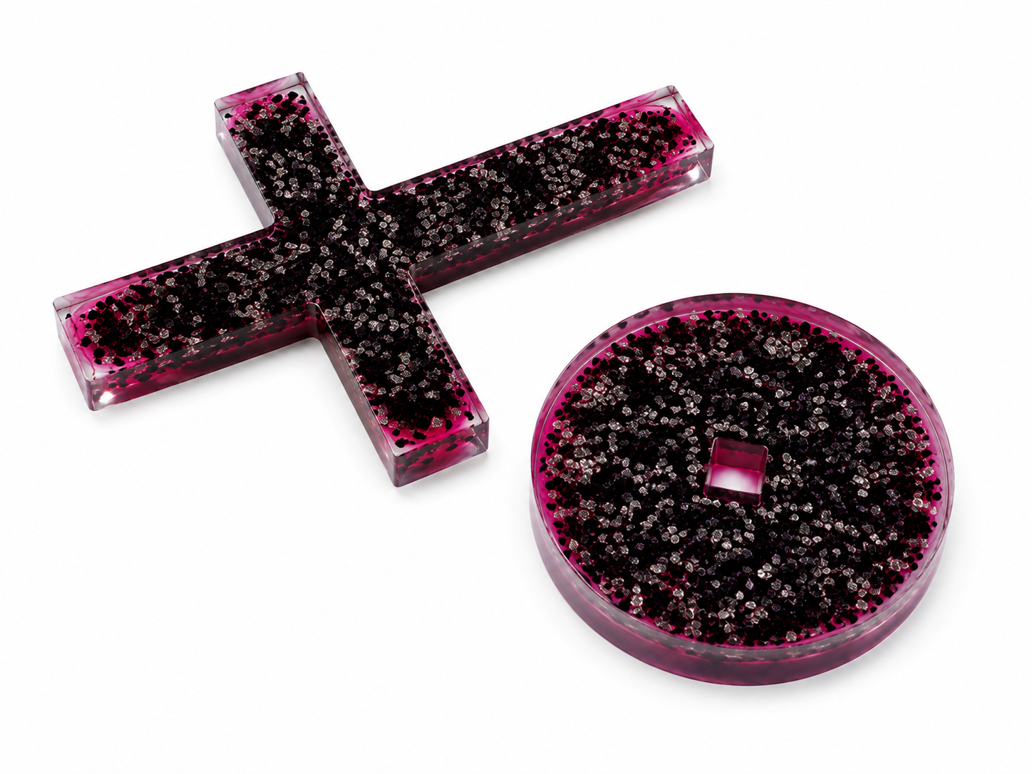Magenta/Black Rock Handmade Resin Cross