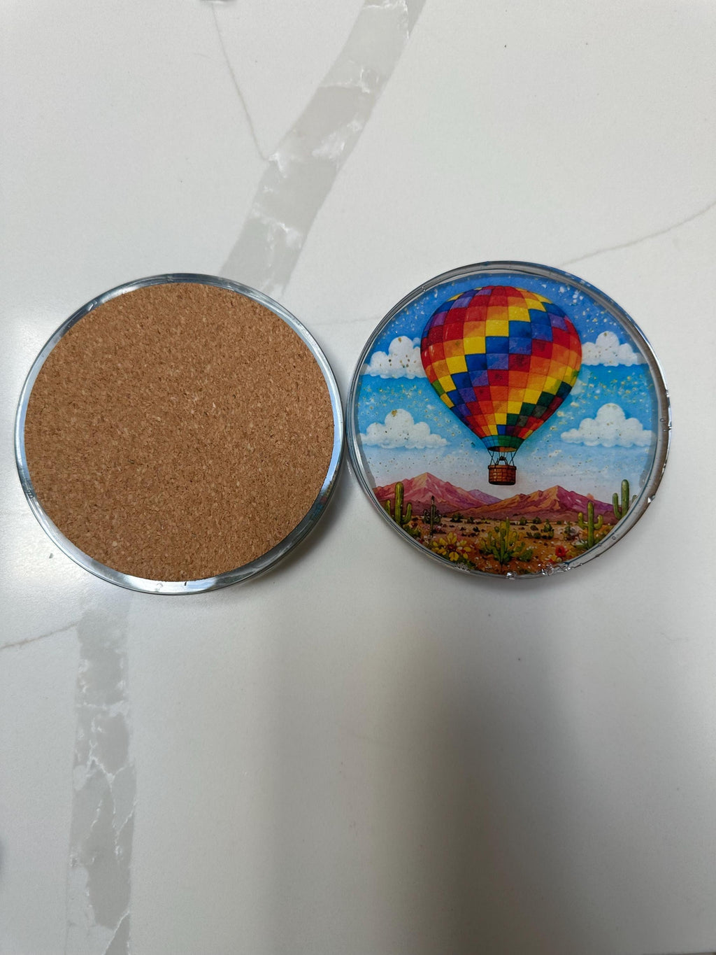 Handmade New Mexico Hot Air Balloon Resin Coaster