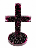 Magenta/Black Rock Handmade Resin Cross
