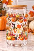 Fall Deer Love Glass Cup – 16oz