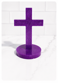 Purple Glitter Handmade Resin Cross