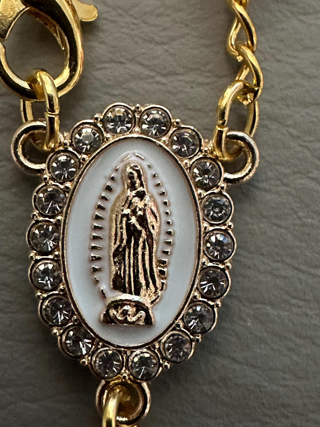 Pink Crystal Catholic Rosary Bracelet