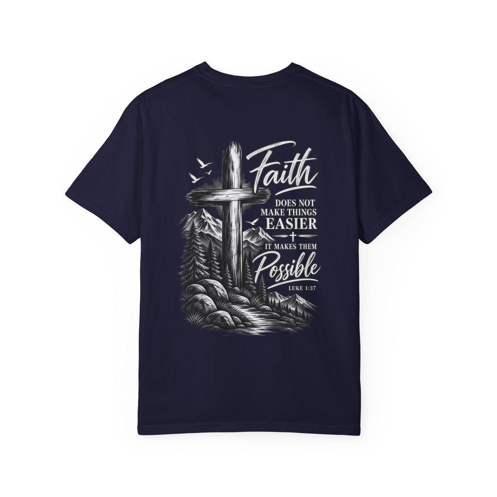 Faith cross mountain scene T-shirt | Scripture graphic tee