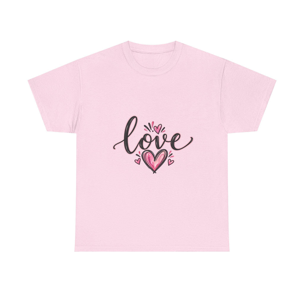Love Handlettered Heart T-Shirt | Pink Heart Script Tee