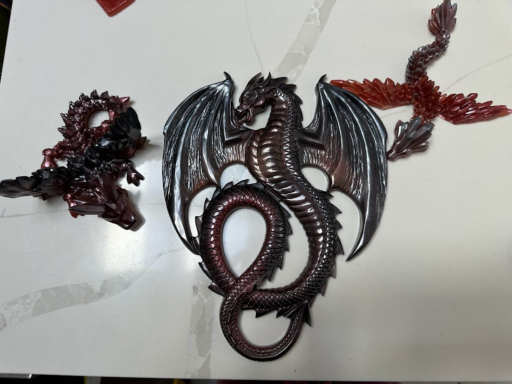 Handmade Dragon Gift Box Bundle – Red & Black Fantasy Dragon Walland Desk Art