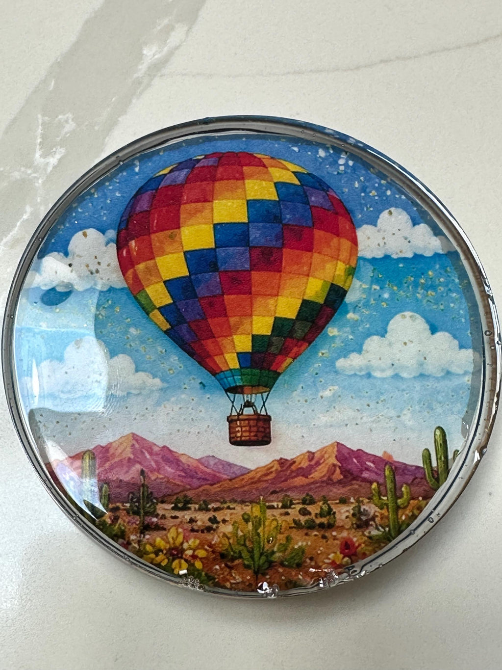 Handmade New Mexico Hot Air Balloon Resin Coaster