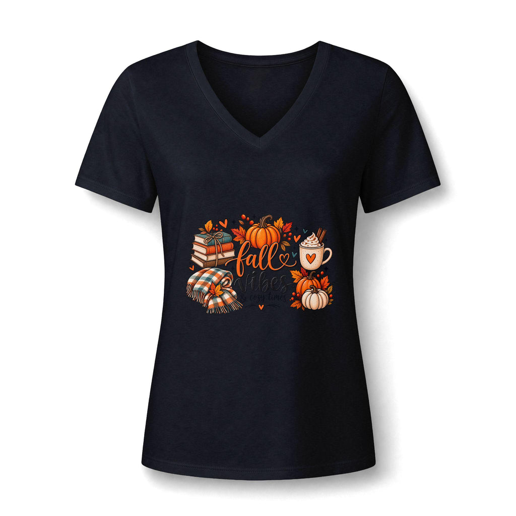 Fall Vibes Pumpkin Stack Tee | V-Neck Tee