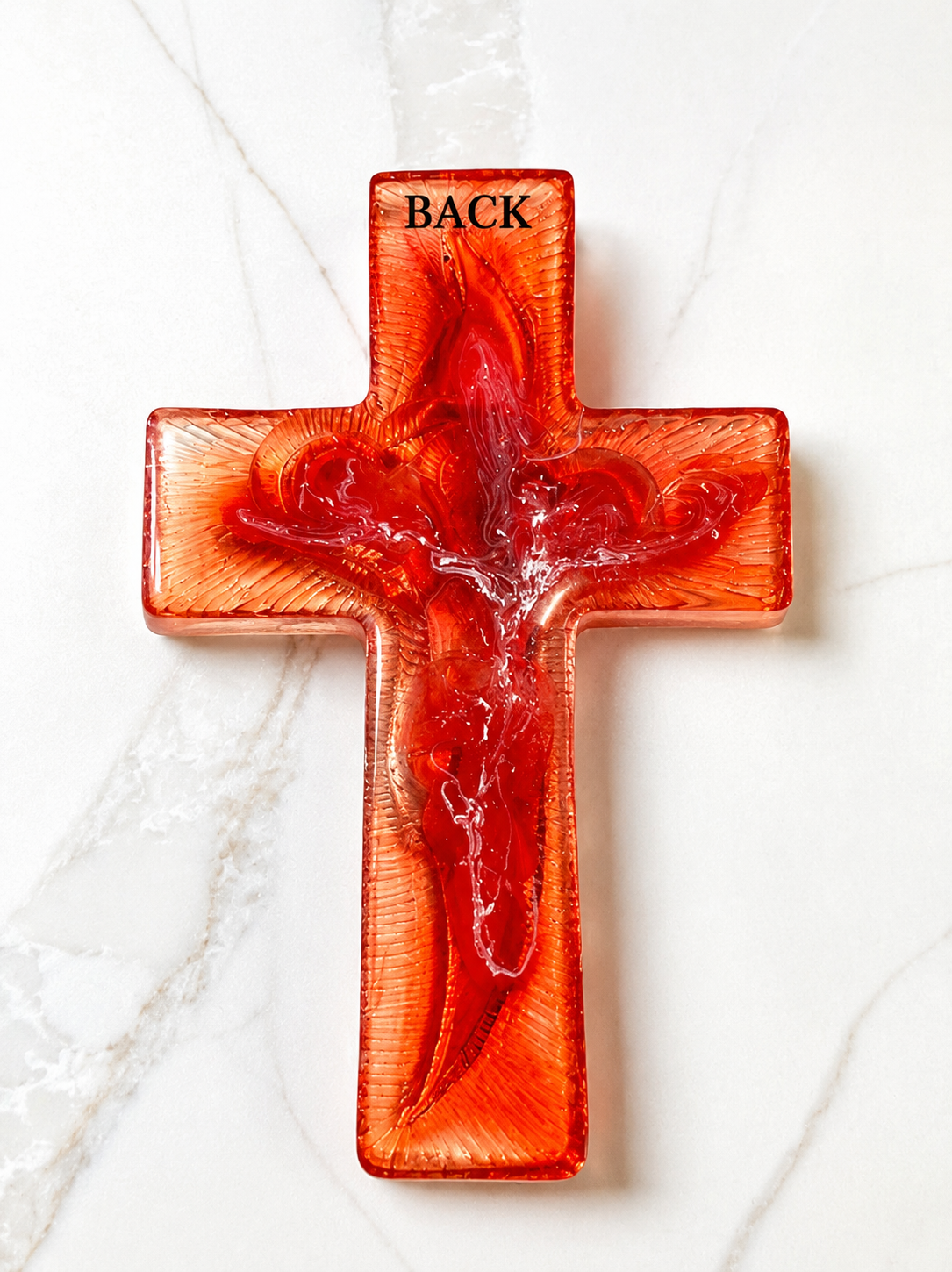 Red Color Double Heart Handmade Resin Cross