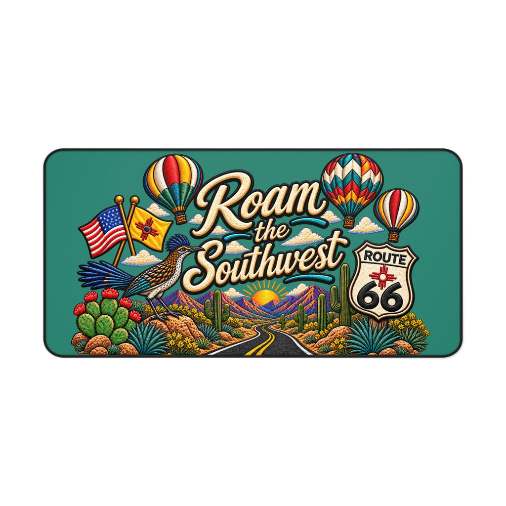 Roam the Southwest Desk Mat | Route 66 Desert Hot Air Balloons