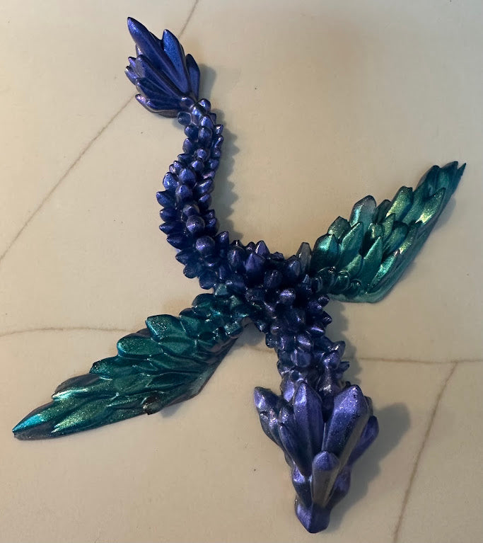 Mystical Blue & Teal Dragon — Handmade Resin Figurine