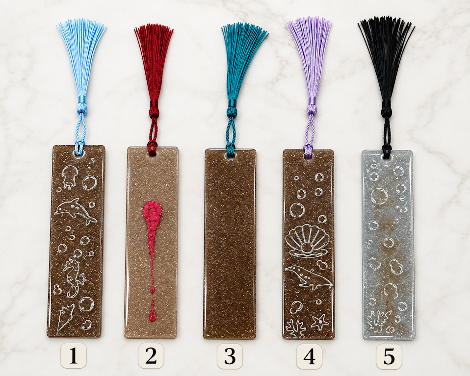 📖✨ Handmade Resin Bookmarks – Ocean & Fantasy Collection
