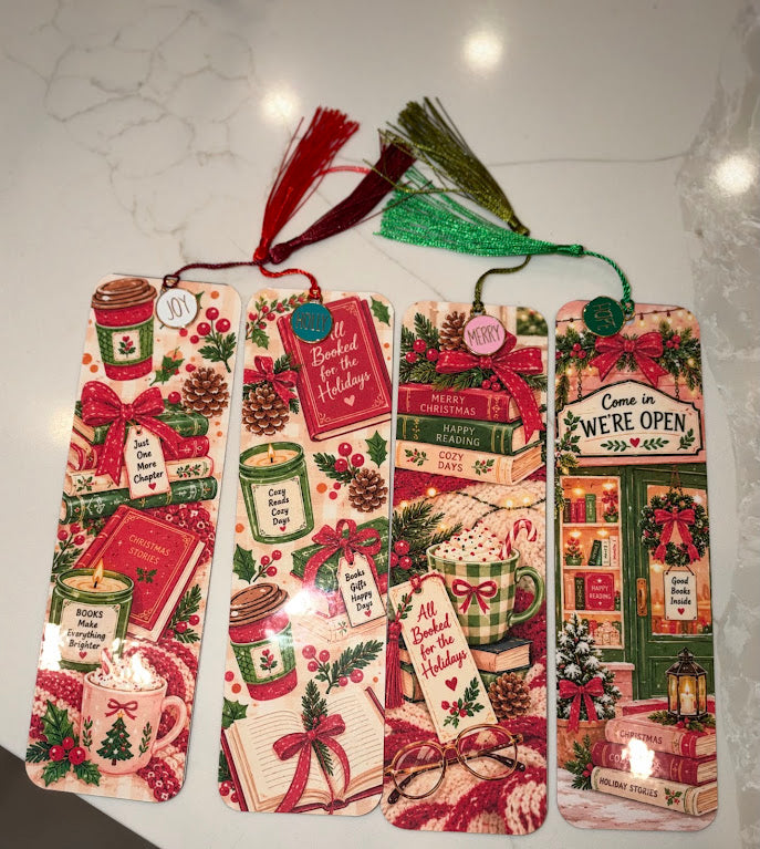 🎄📚 Christmas Cozy Reads – Handmade Bookmark Set of 4