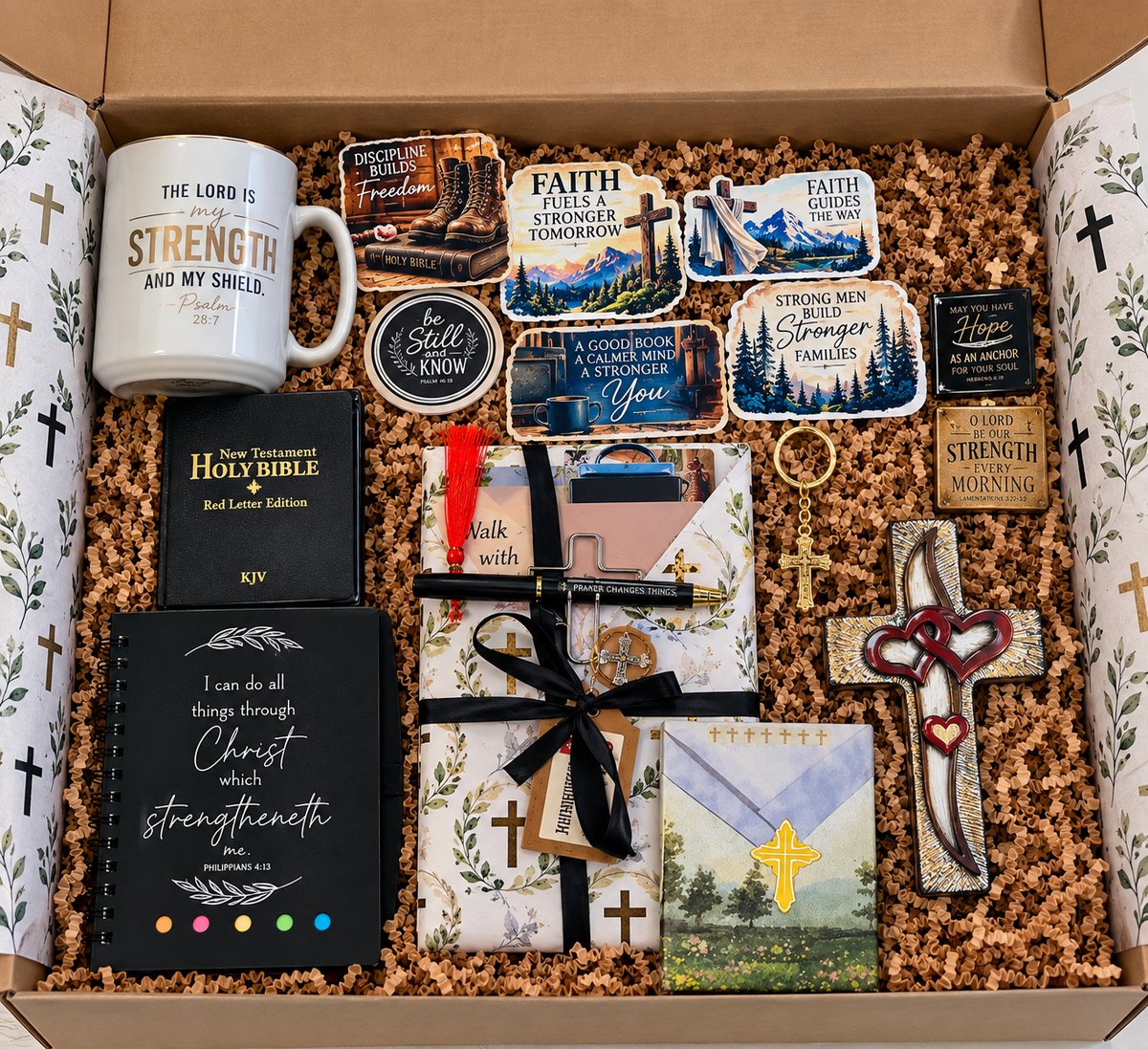 Gift Box for Men - Christian Faith & Inspirational - HANDMADE Resin Wall Cross