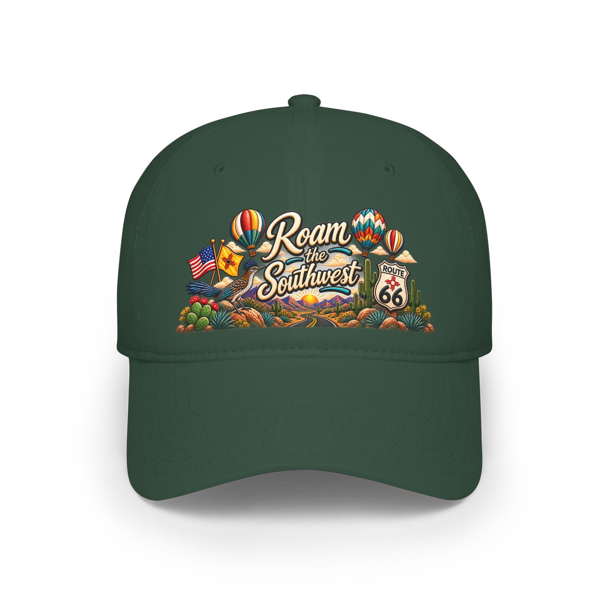 Roam the Southwest Baseball Cap | Route 66 hot air balloons desert design
