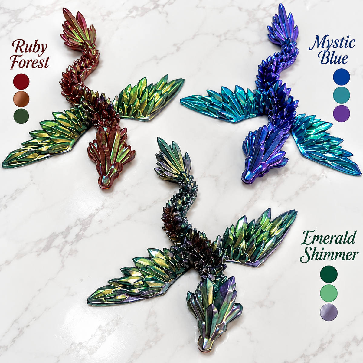 Mystical Blue & Teal Dragon — Handmade Resin Figurine