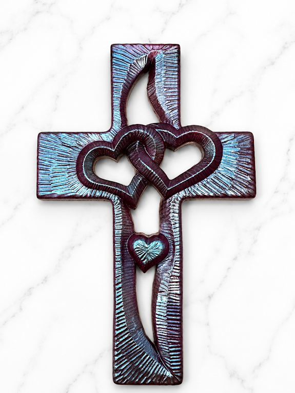 ✝️ Interlocking Hearts Cross Wall Décor