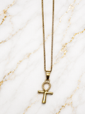✝️ Gold Vintage Cross Necklace – 20 Inch Christian Faith Pendant