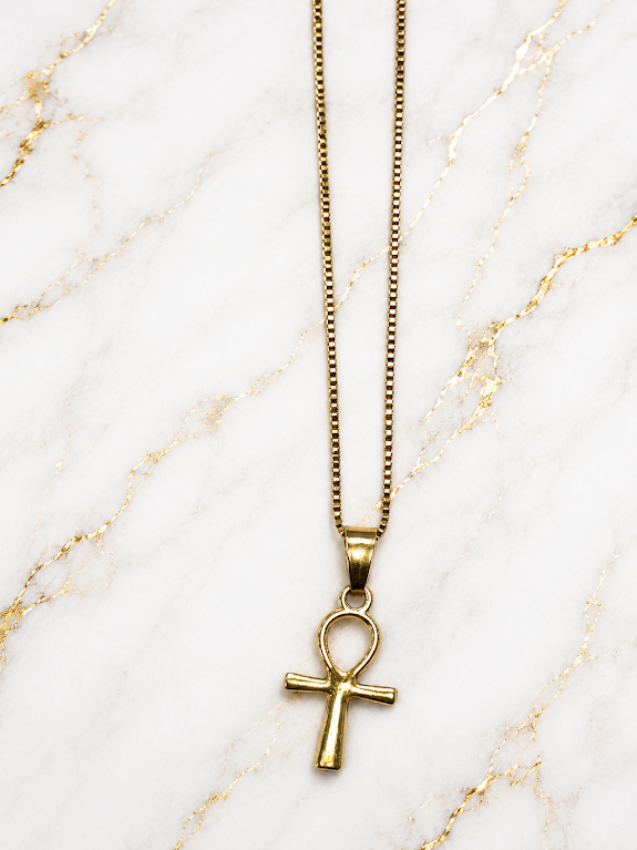 ✝️ Gold Vintage Cross Necklace – 20 Inch Christian Faith Pendant