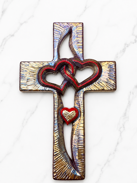 ✝️ Interlocking Hearts Cross Wall Décor