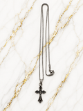 Silver & Black Cross Necklace – 22 Inch VintageChristian Pendant