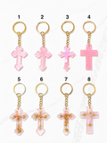 Pink Cross Keychain – Handmade, 8 Designs