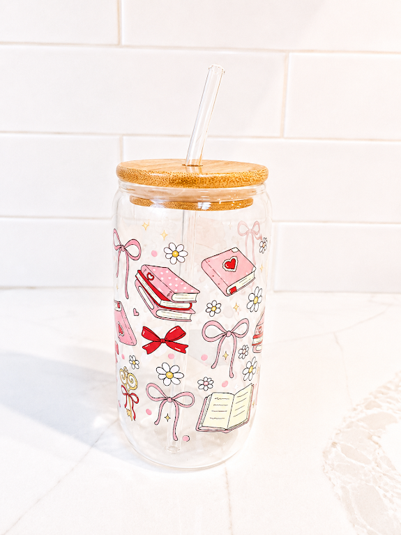 📚 Cherry Love You Glass Cup 16 oz
