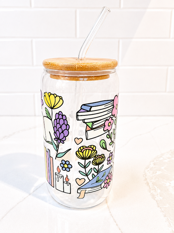 Garden Blooms Glass Tumbler 16 oz Glass