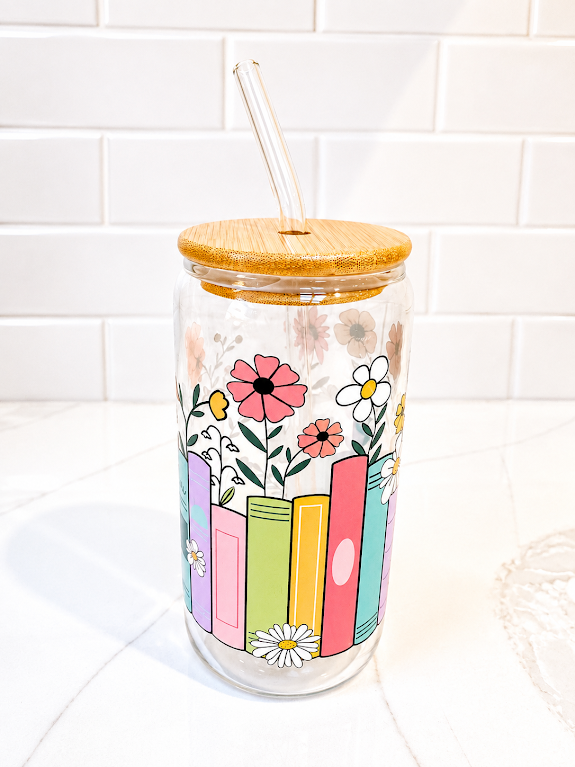Blooming Books Glass Tumbler 16 oz