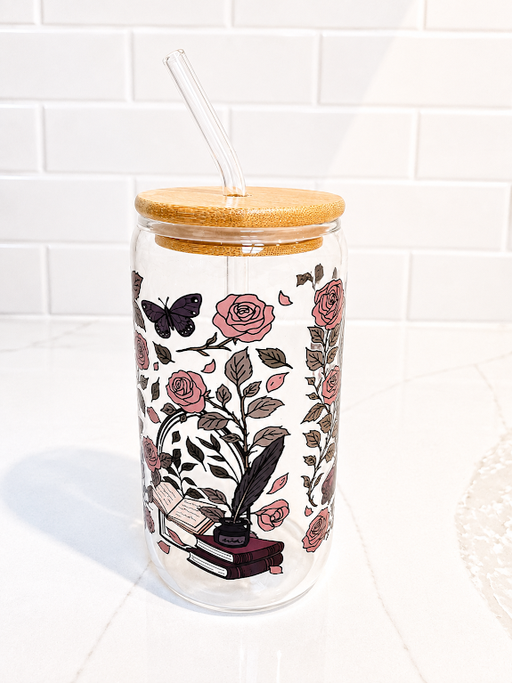 Gothic Rose Window Glass Tumbler 16 oz