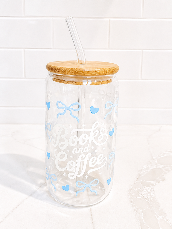 Books & Coffee Glass 16 oz